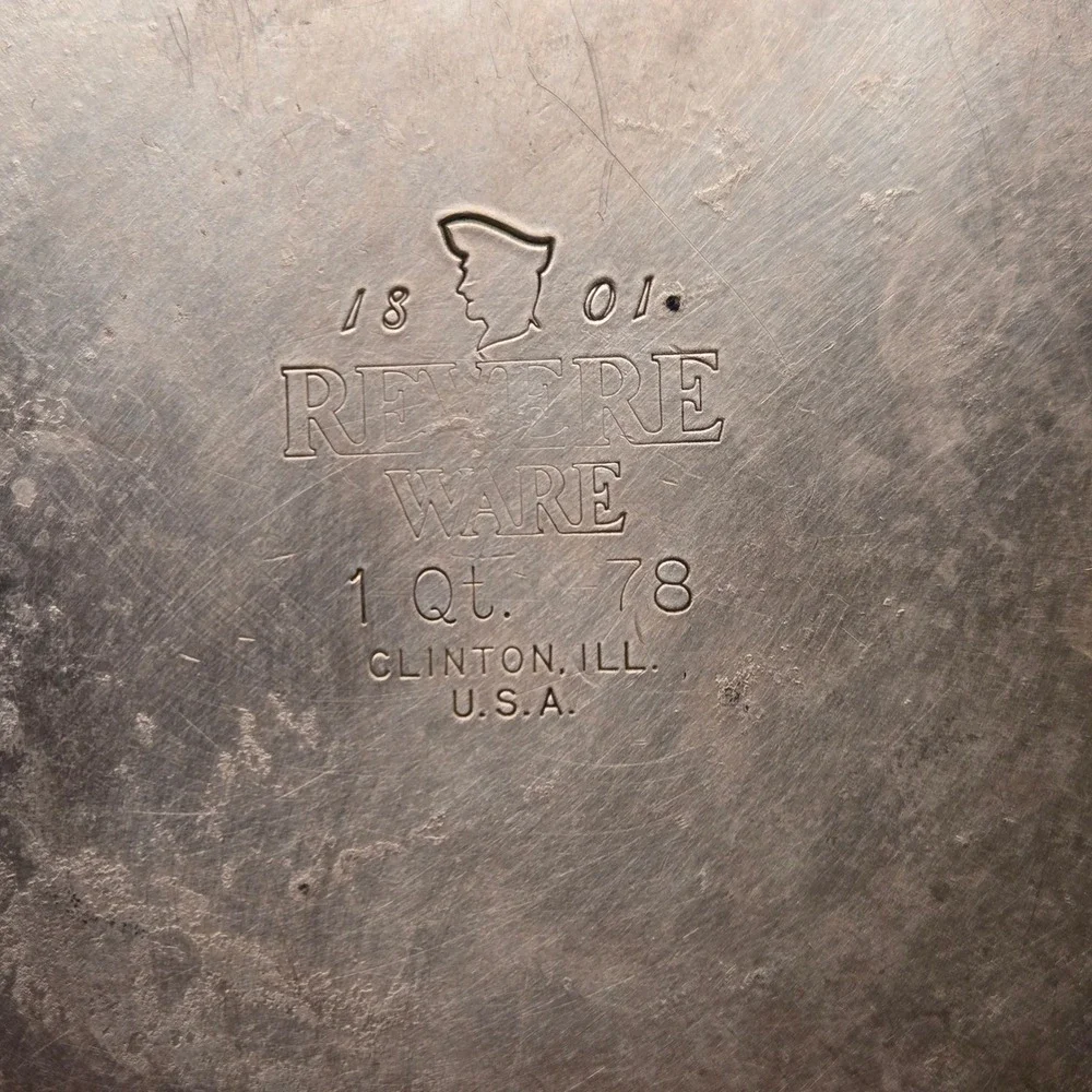 Vintage Revere‎ Ware 1 Quart Saucepan Pot Copper Bottom Clinton IL USA Pan 1801